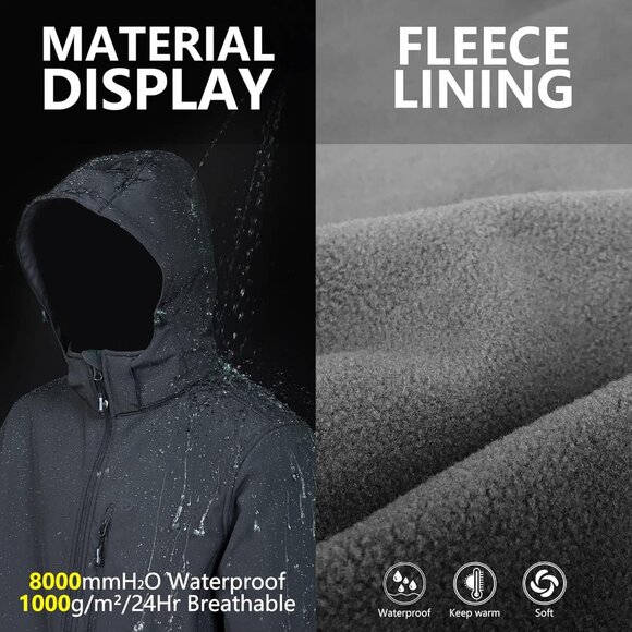 Comfortable Men's Softshell Jacket - Fleece-Lined, Adjustable Hood, Multi-Pocket - Picture 5 of 5